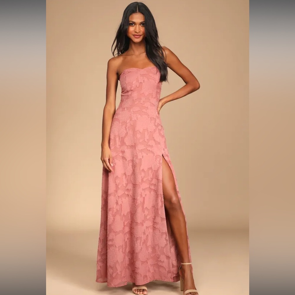 Lulu’s Garden of Romance Rusty Rose Burnout Maxi Dress